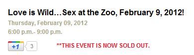 Maryland Zoo reported Valentine's Day event sold out