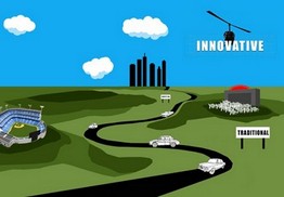 helicopter with digital billboard hovering above city